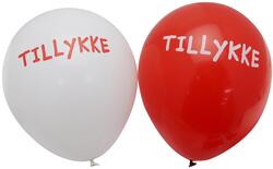 Røde og Hvide balloner m tillykke