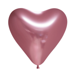 Ballon Hjerte Mirror Rosa 6 stk