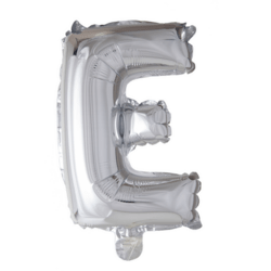 Folieballon bogstav E i sølv