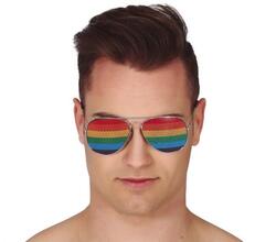 Solbrille med regnbuefarvet glas