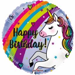 Folieballon Happy Birthday Unicorn 46 cm