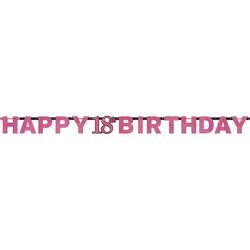 18 år Happy Birthday banner pink