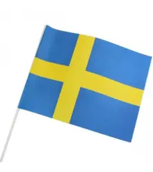 Papirflag Sverige på pind, A4 25 stk
