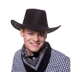 Cowboy hat med detaljer SORT