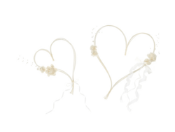 Hjerter i rattan med sugekopper pyntet med bånd og blomster, 2 stk.