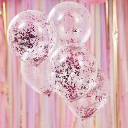 Ballon transparent med konfetti Pink