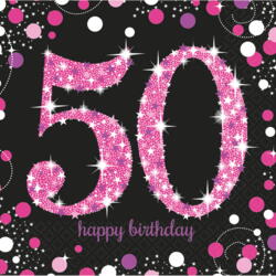 50 år Servietter - Sparkling pink