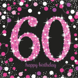 60 år Servietter - Sparkling pink