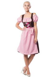 Oktoberfest kjole Anne-Ruth Pink/Brun Lang