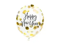 guld konfetti ballon, "happy new year"