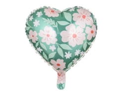 Hjertformet folieballon med blomster