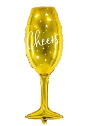 Champagneglas i guld folieballon