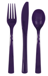 Bestik , plastik - Lilla 6 sæt