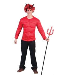 Djævel - bluse med muskler - Voksen