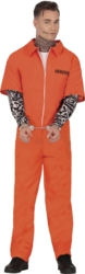 Orange fangedragt med tatoveringsærmer
