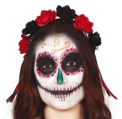 Hårbøjle med sort-røde blomster - Day of the Dead