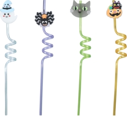 Sugerør 4 stk - Halloween farver og figurer