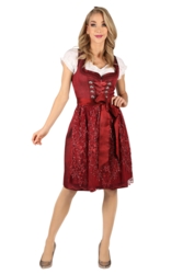 Dirndl tyroler kjole - Michaela - Rød med blondeforklæde