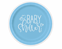 Tallerken til baby shower blå 8 stk