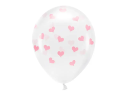 Balloner transparent med lyserøde hjerter