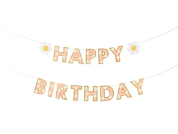 Happy birthday tekstguirlande med blomster