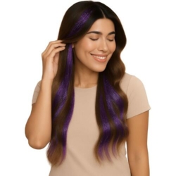 Hårextensions i glitter-lilla