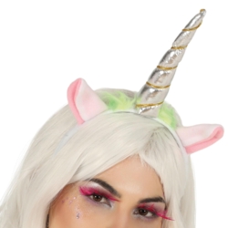 Enhjørning hårbøjle med horn i sølv