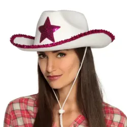 Cowboy hat hvid med pailletstjerne