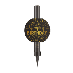 Happy Birthday isfontæne - sort og guld