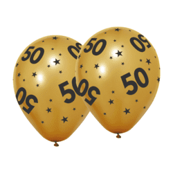 Guld balloner 50 - 6 stk