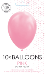 Ballon ø 30 cm, 10 stk. lyserød