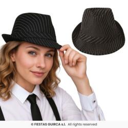 Gangster fedora sort med striber