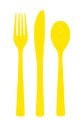 Plastikbestik - Gul 18 stk.