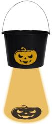 Trick or treat spand i sort med græskar-lys