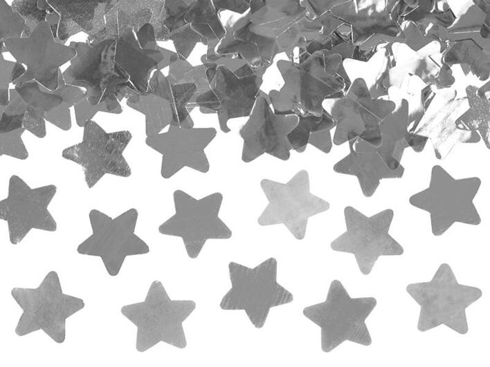Konfetti Kanon med stjerner i sølv 40 cm
