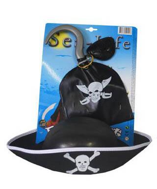 Piratsæt hat, klo og øjeklap