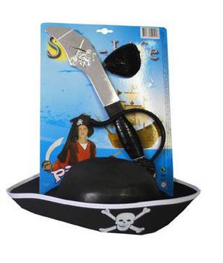 Piratsæt  hat, sværd og øjeklap