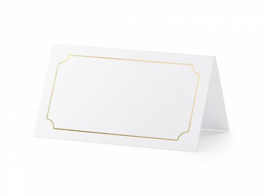 Bordkort Hvide m guld kant