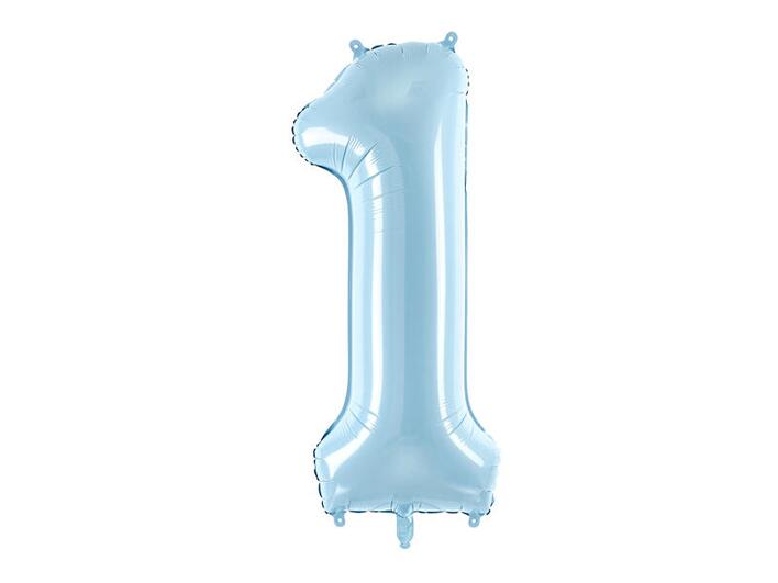 Lys Blå talballon nr 0 - 9 - 86 cm høje