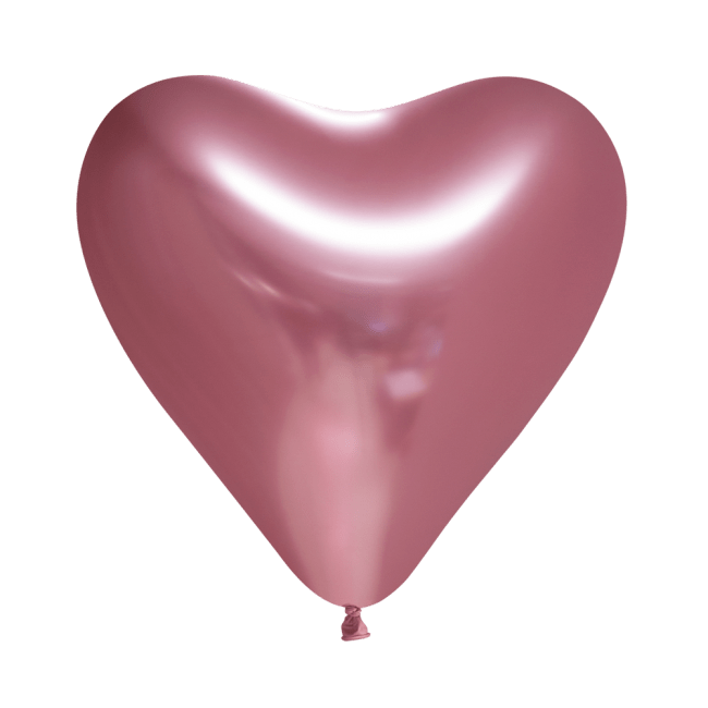 Ballon Hjerte Mirror Rosa 6 stk