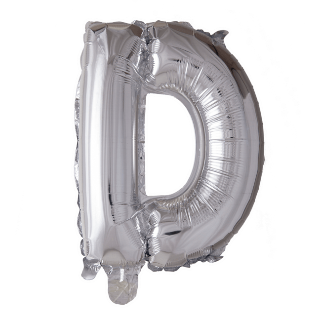 Folieballon bogstav D i sølv