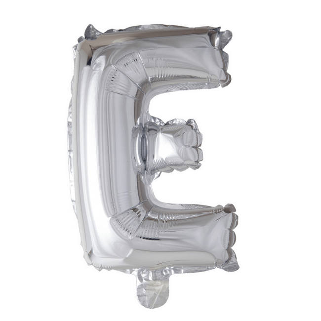 Folieballon bogstav E i sølv