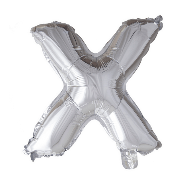 Folieballon bogstav X i sølv