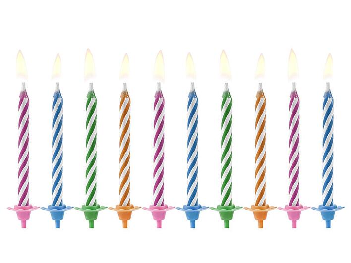 Fødselsdagslys i Mix farve 10 stk