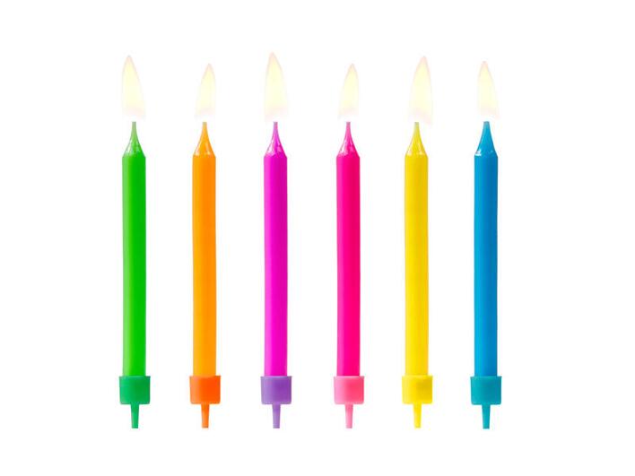 Fødselsdagslys i Neonfarve 10 stk