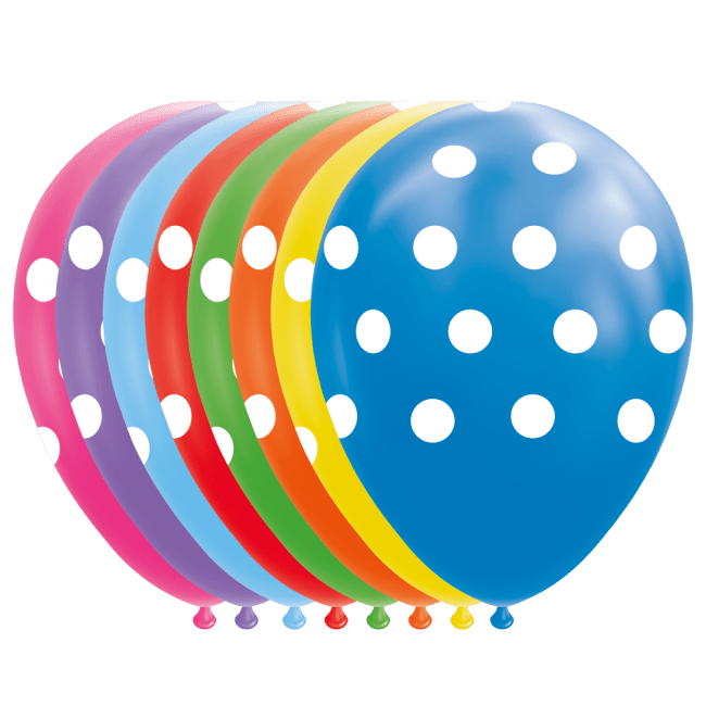 Mixed Balloner med prikker 8 stk