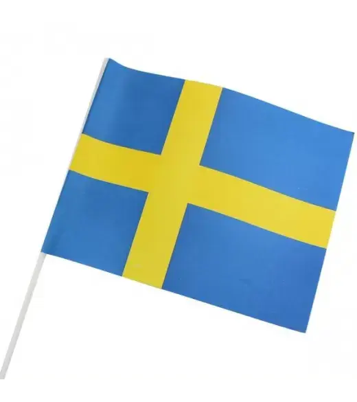 Papirflag Sverige på pind, A4 25 stk