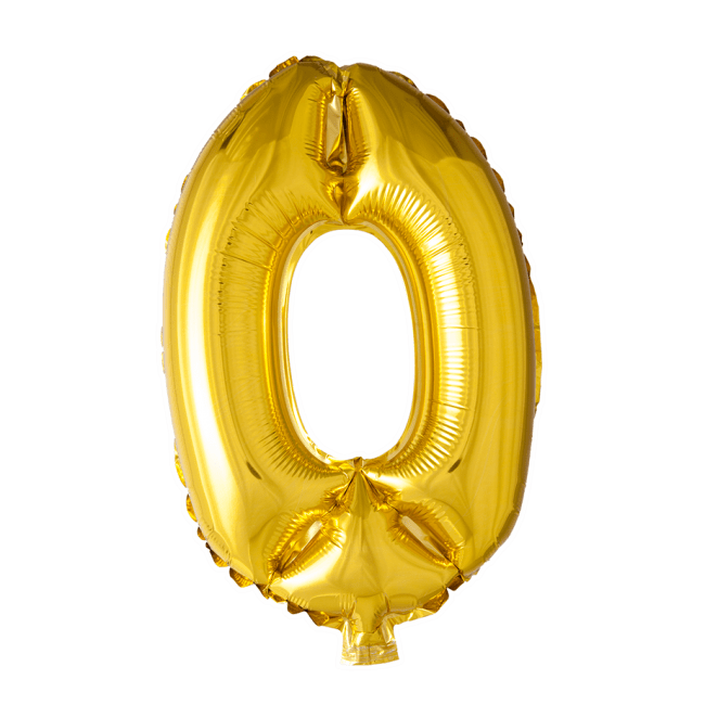 Folieballon 0 - Guld 41 cm