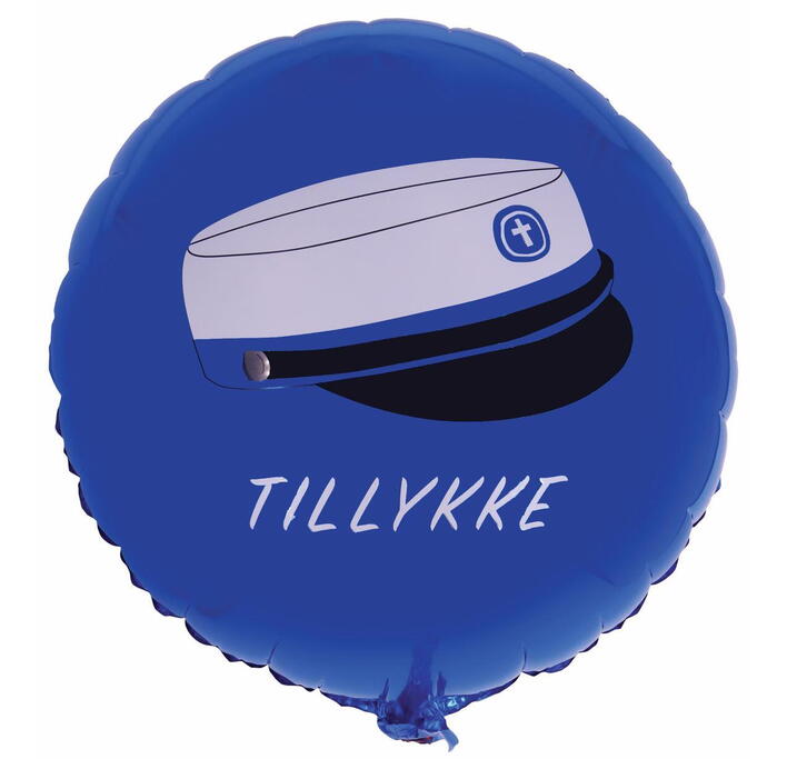 Folieballon student med hue i blå