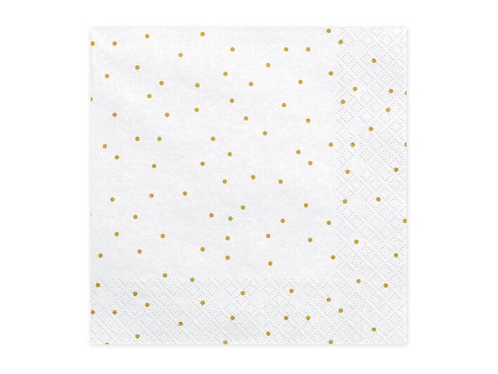 Hvide servietter med guld prikker 20 stk